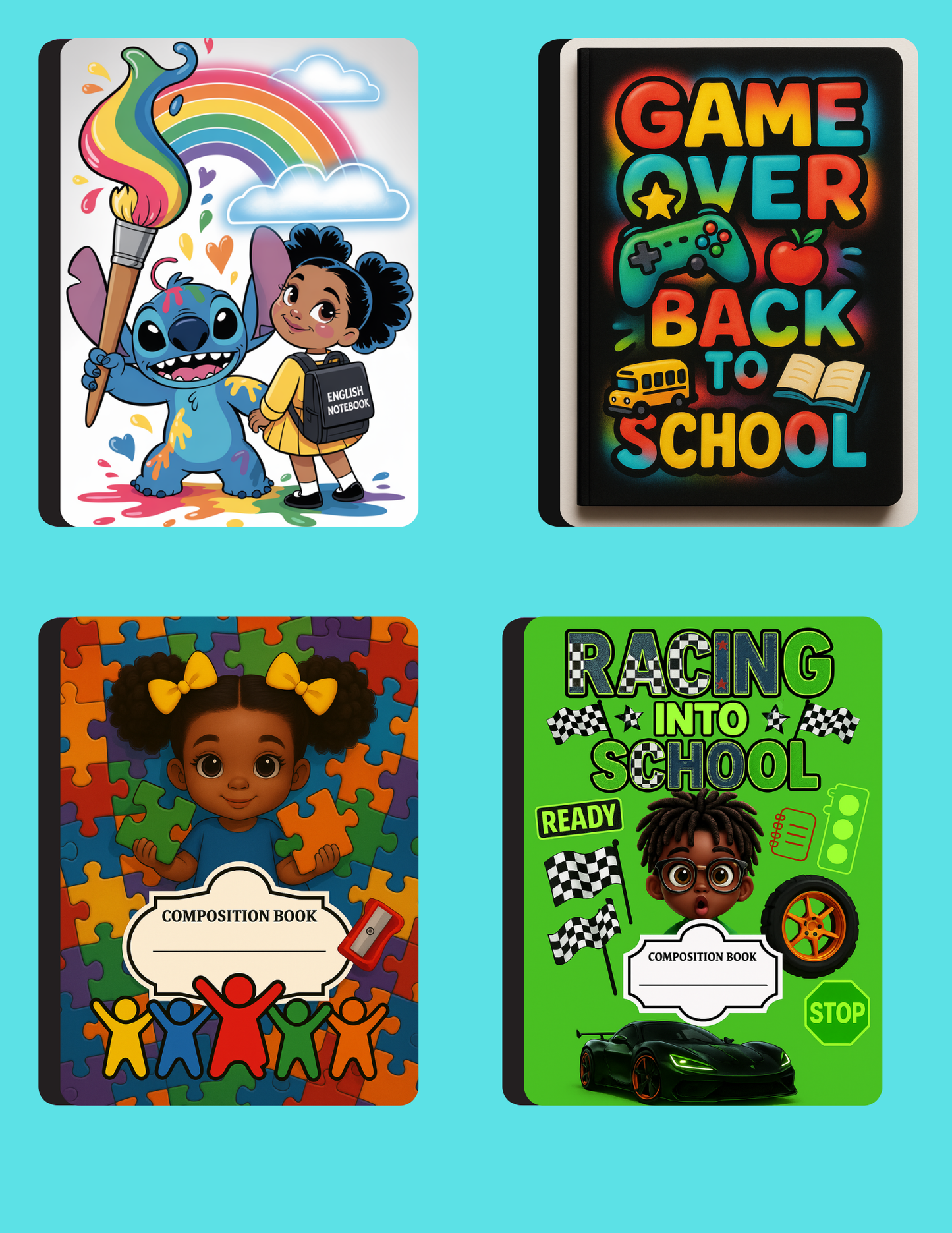 Back-to-School Notebook Cover Bundle – 50+ Done For You Designs + AI Prompts