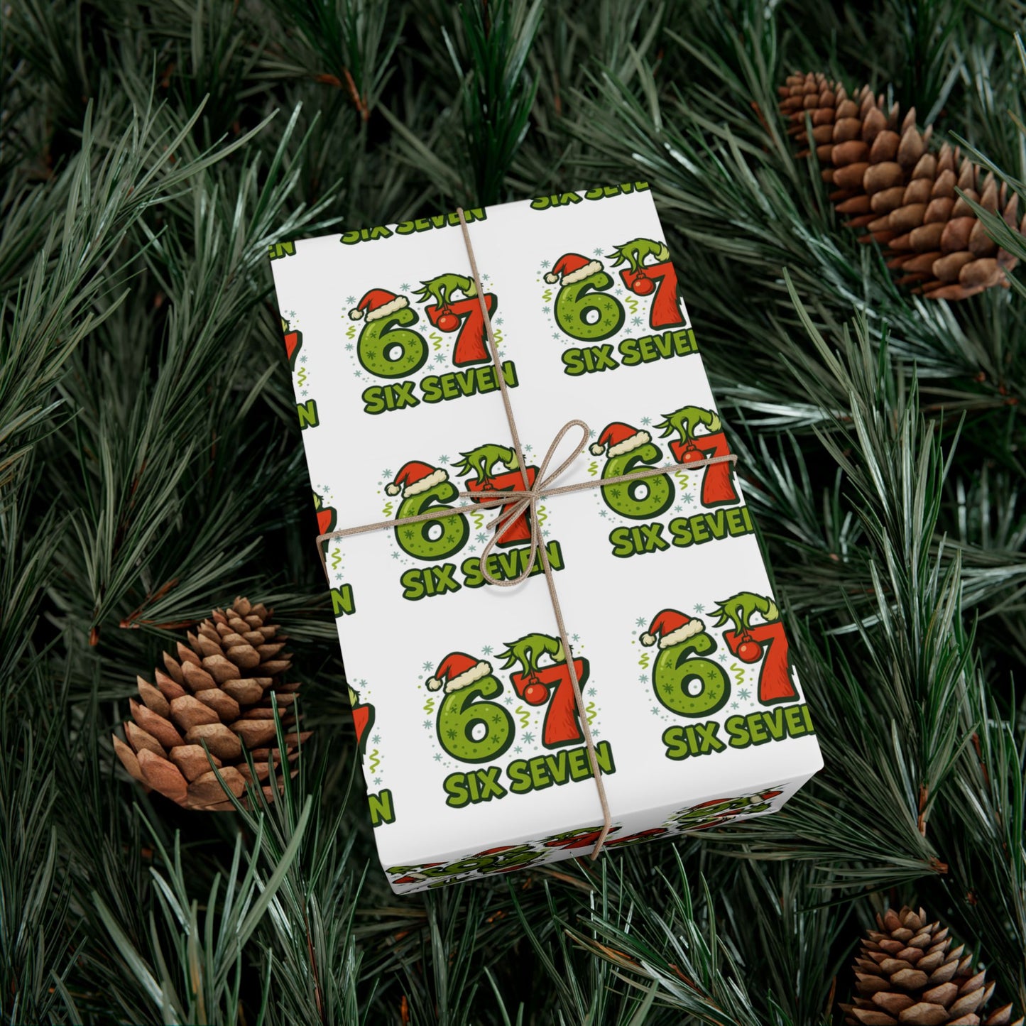 💚 Six Seven Grinch Christmas Wrapping Paper Viral Trend Gift Wrap for Kids