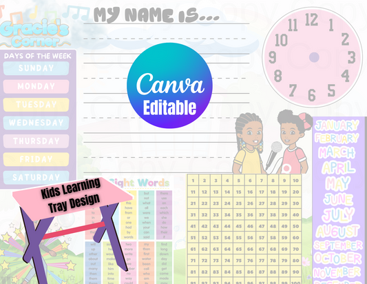 Cartoon-Themed Learning Table Decal Bundle