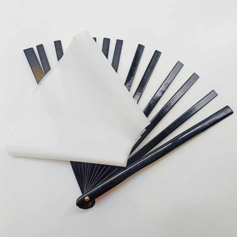 13 Inch Black Wood Bamboo Sublimation Clack Fans – Bundle of 5
