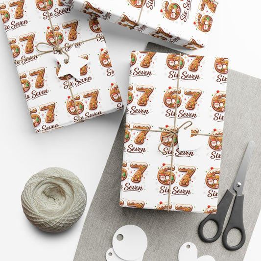 πͺ Six Seven Gingerbread Wrapping Paper β Sweet Holiday Trend Gift Wrap for Kids