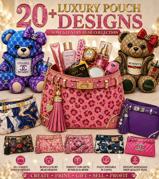 Paper Purse & Luxury Bear Canva Template MEGA Bundle | 20+ Different Designs | Printable 8.5x11 | Digital Download