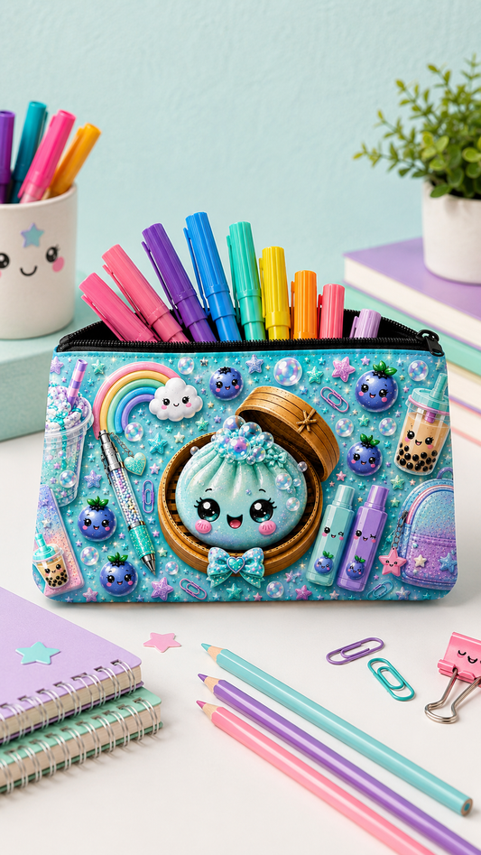 Kawaii Dumpling Pencil Pouch PNG Bundle | 17 Designs | Zipper Pouch Sublimation Wrap | Teacher Gift PNG | Canva Template | Back to School | Digital Download | Instant Download