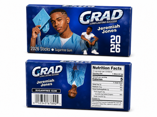 Custom Graduation Gum Box Party Favor 2026 | Personalized Grad Candy Wrapper Canva Template