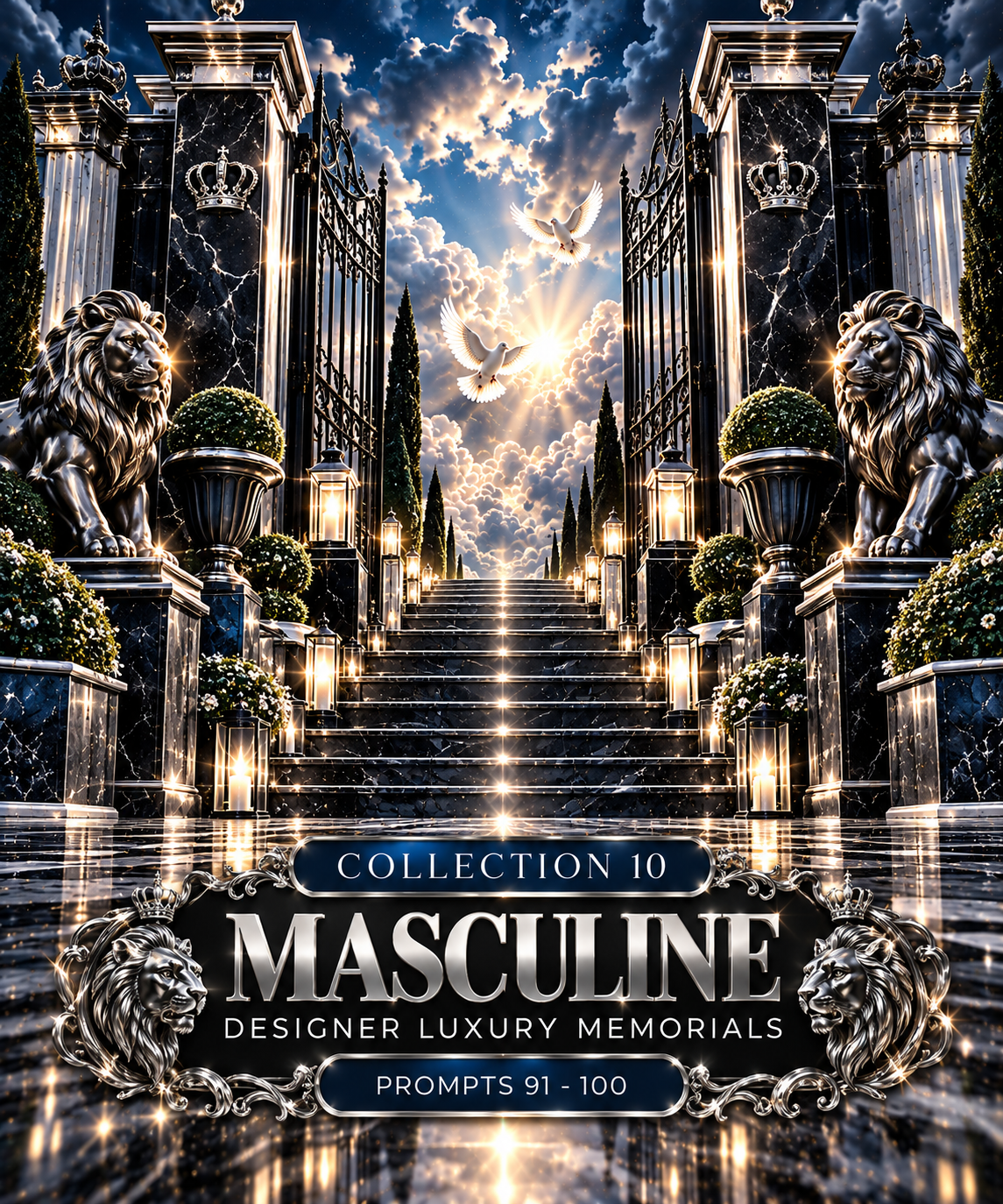 The Luxury Memorial Prompt Vault | 100 AI Prompts for Luxury Memorial Backgrounds