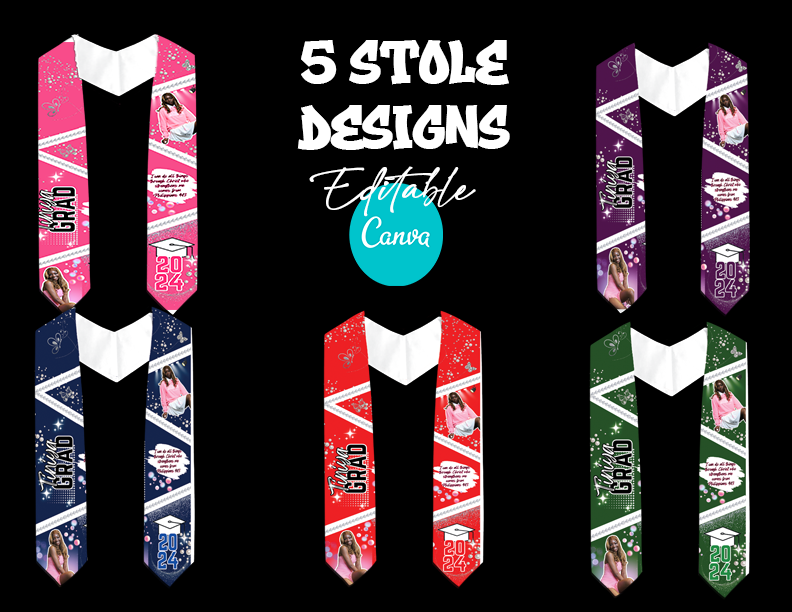 24 Graduation Stole Editable Canva designs