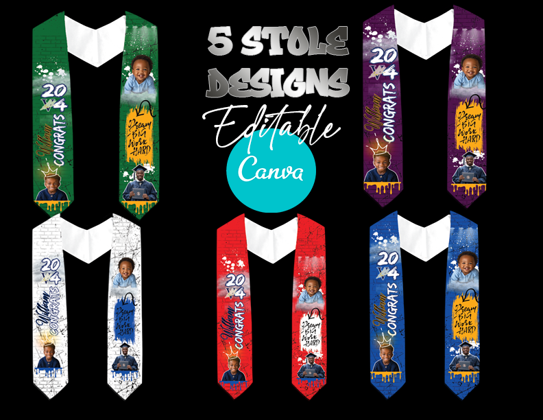 24 Graduation Stole Editable Canva designs