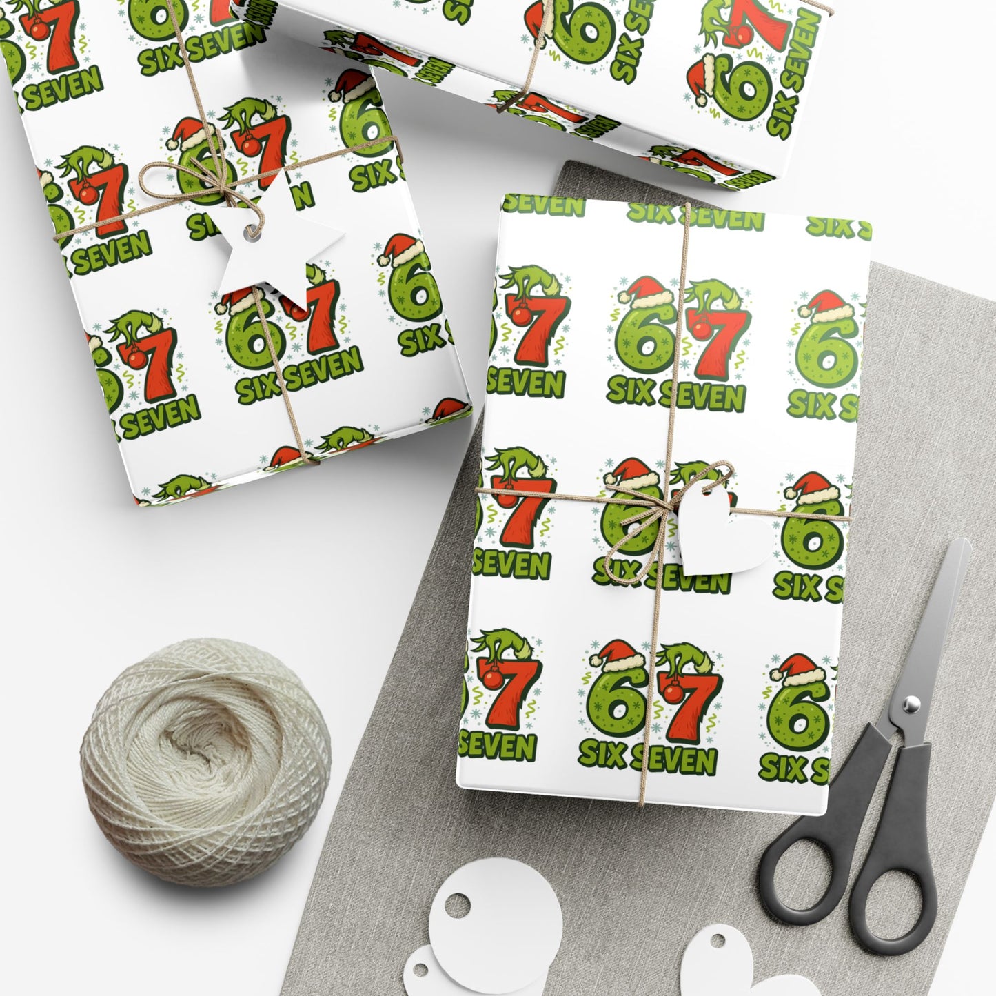 💚 Six Seven Grinch Christmas Wrapping Paper  Viral Trend Gift Wrap for Kids