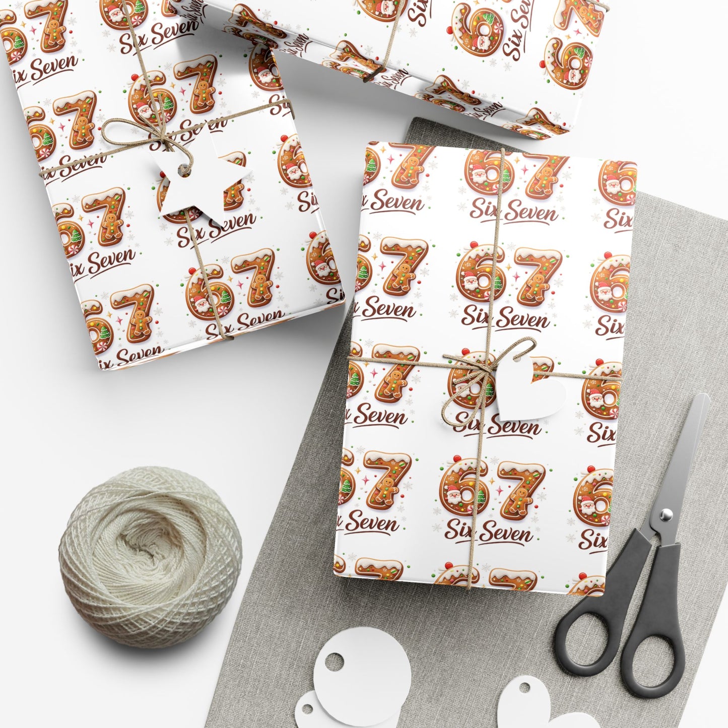 🍪 Six Seven Gingerbread Wrapping Paper – Sweet Holiday Trend Gift Wrap for Kids