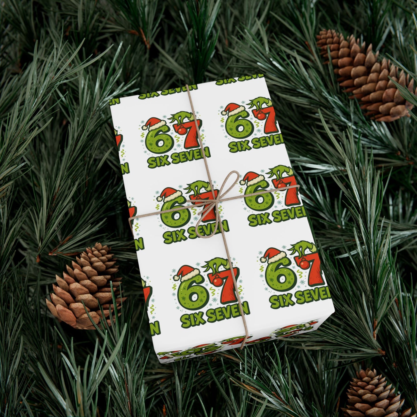 💚 Six Seven Grinch Christmas Wrapping Paper  Viral Trend Gift Wrap for Kids