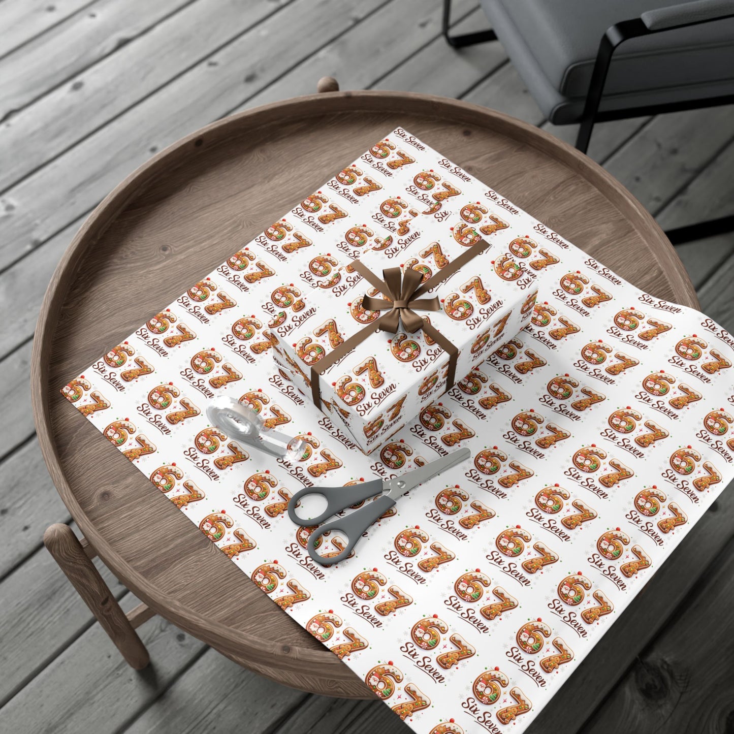 🍪 Six Seven Gingerbread Wrapping Paper – Sweet Holiday Trend Gift Wrap for Kids