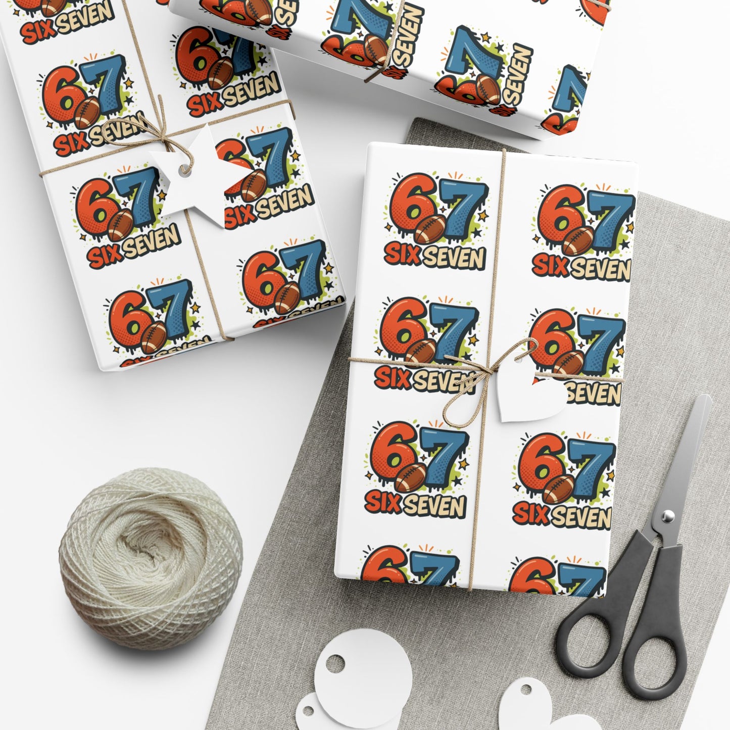 🏈 Six Seven Football Wrapping Paper – Viral Christmas Gift Wrap for Kids!