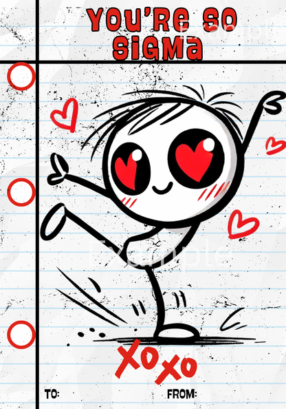 Stick Figure Valentine Day 6 Card Designs (Canva Editable)