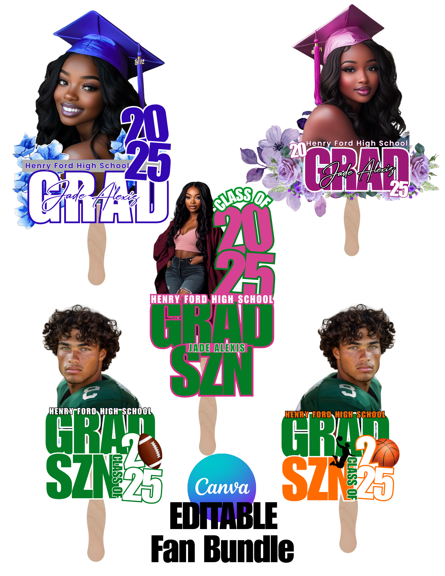 Canva Editable Grad Fans – blanksbyCSU