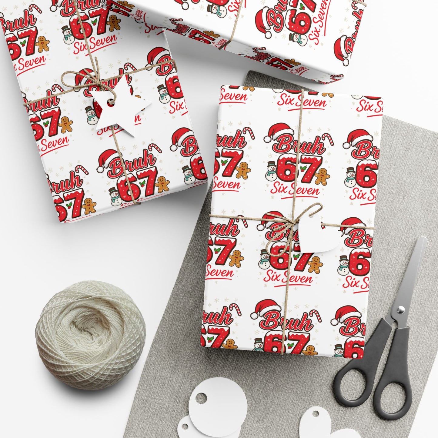 🎅 “Bruh 6 7” Christmas Wrapping Paper – Viral Holiday Gift Wrap for Kids & Teens