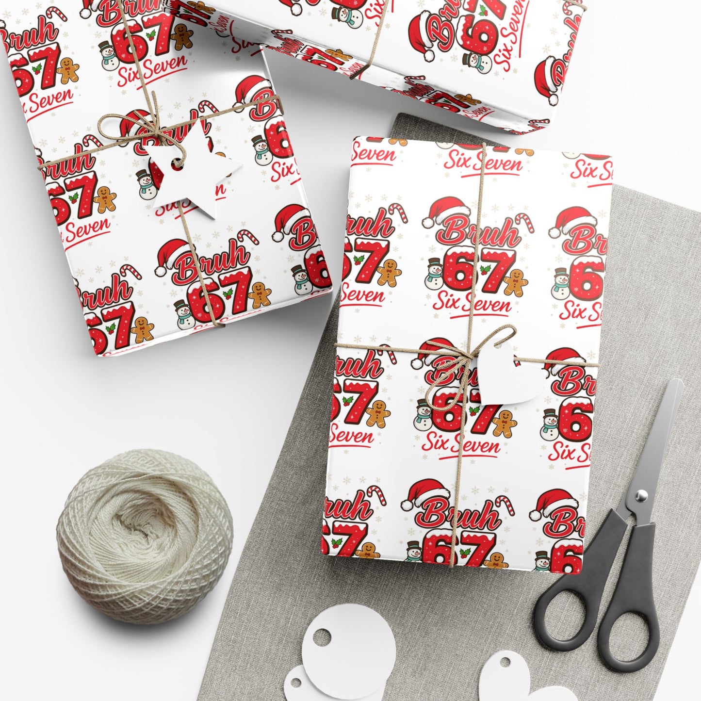 🎅 “Bruh 6 7” Christmas Wrapping Paper – Viral Holiday Gift Wrap for Kids & Teens