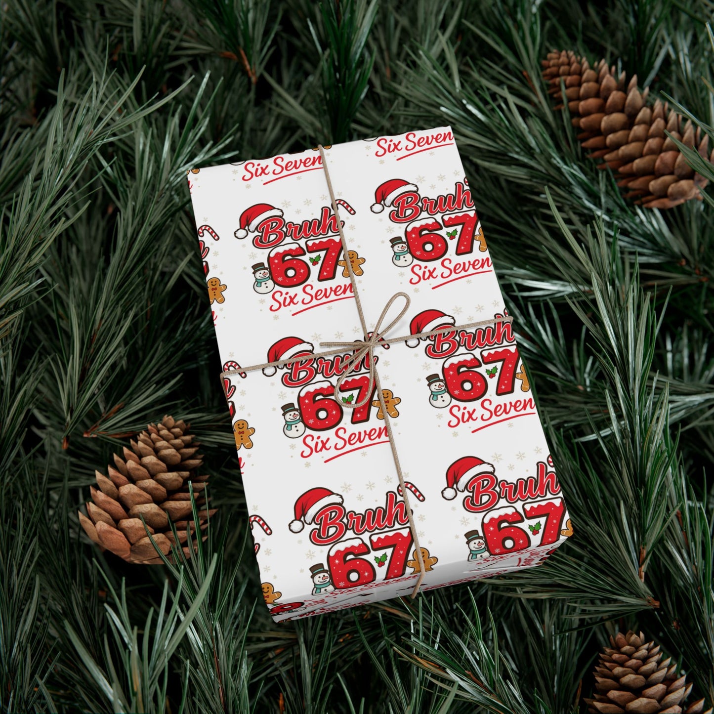 🎅 “Bruh 6 7” Christmas Wrapping Paper – Viral Holiday Gift Wrap for Kids & Teens
