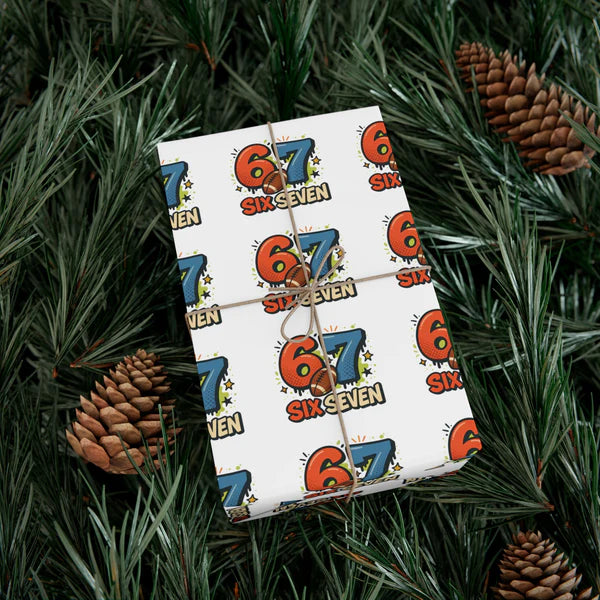 🎁 Viral “6 7” Wrapping Paper – Editable Canva