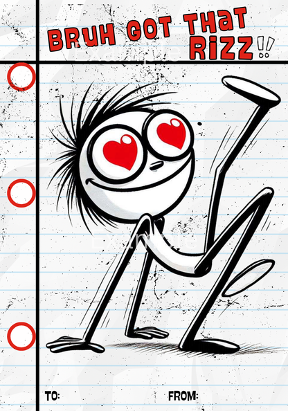 Stick Figure Valentine Day 6 Card Designs (Canva Editable)