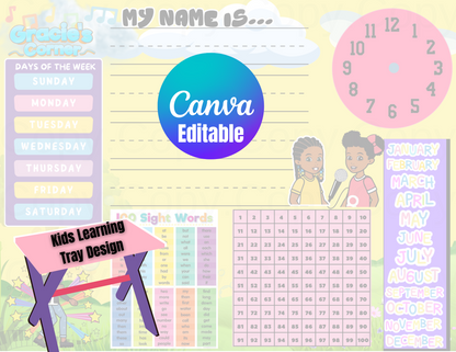 Cartoon-Themed Learning Table Decal Bundle