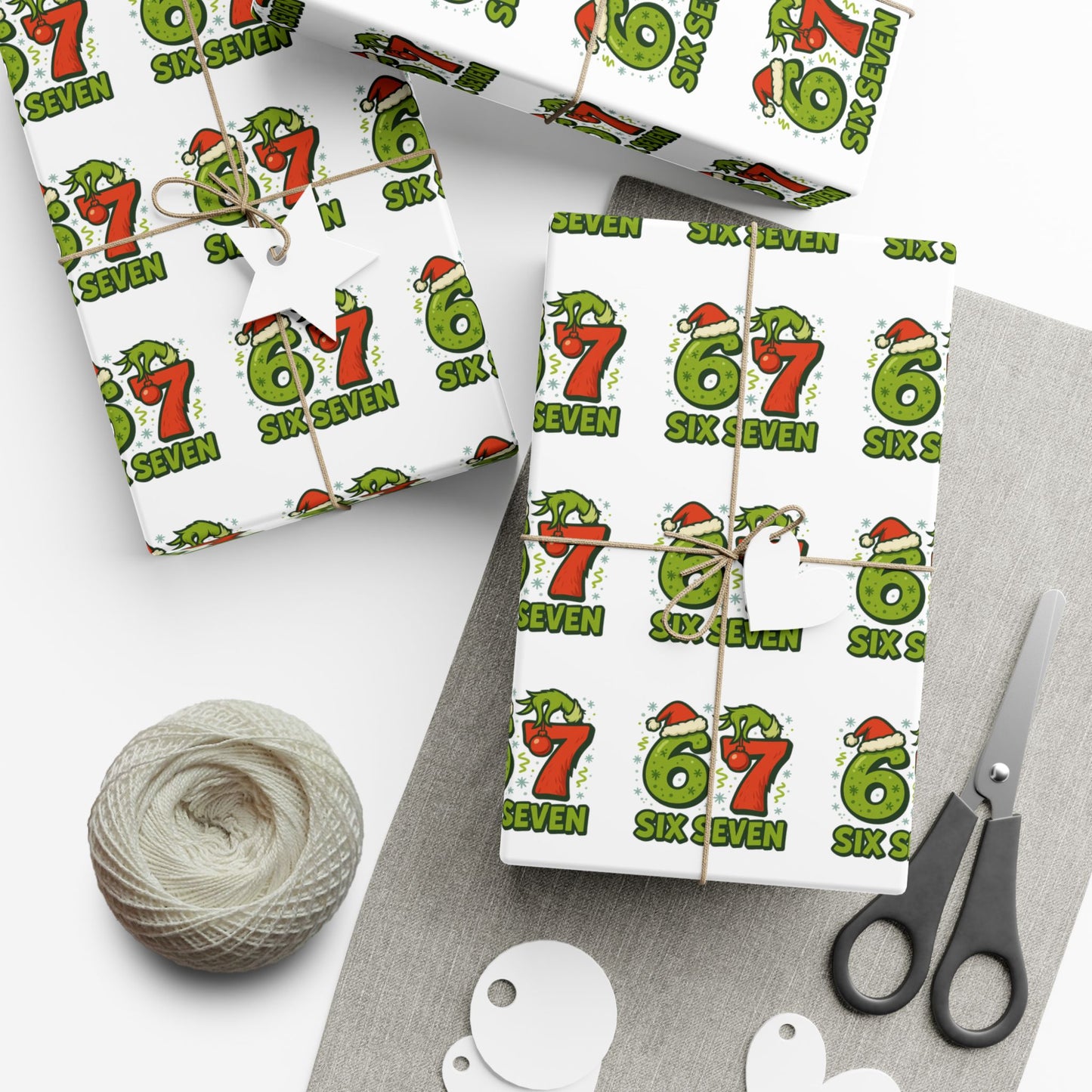 💚 Six Seven Grinch Christmas Wrapping Paper  Viral Trend Gift Wrap for Kids