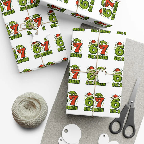 🎁 Viral “6 7” Wrapping Paper – Editable Canva