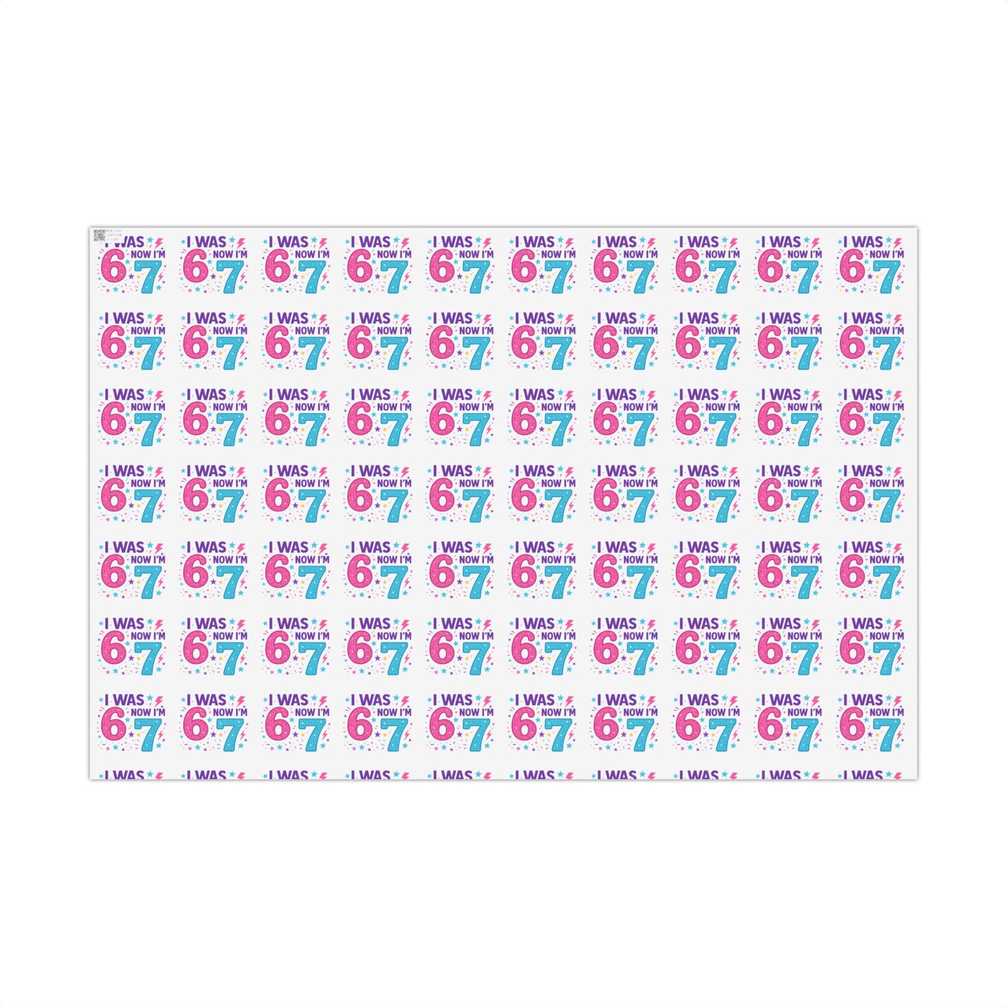 🎂 “I Was 6, Now I’m 7” Birthday Wrapping Paper Fun Pink & Blue Confetti Design