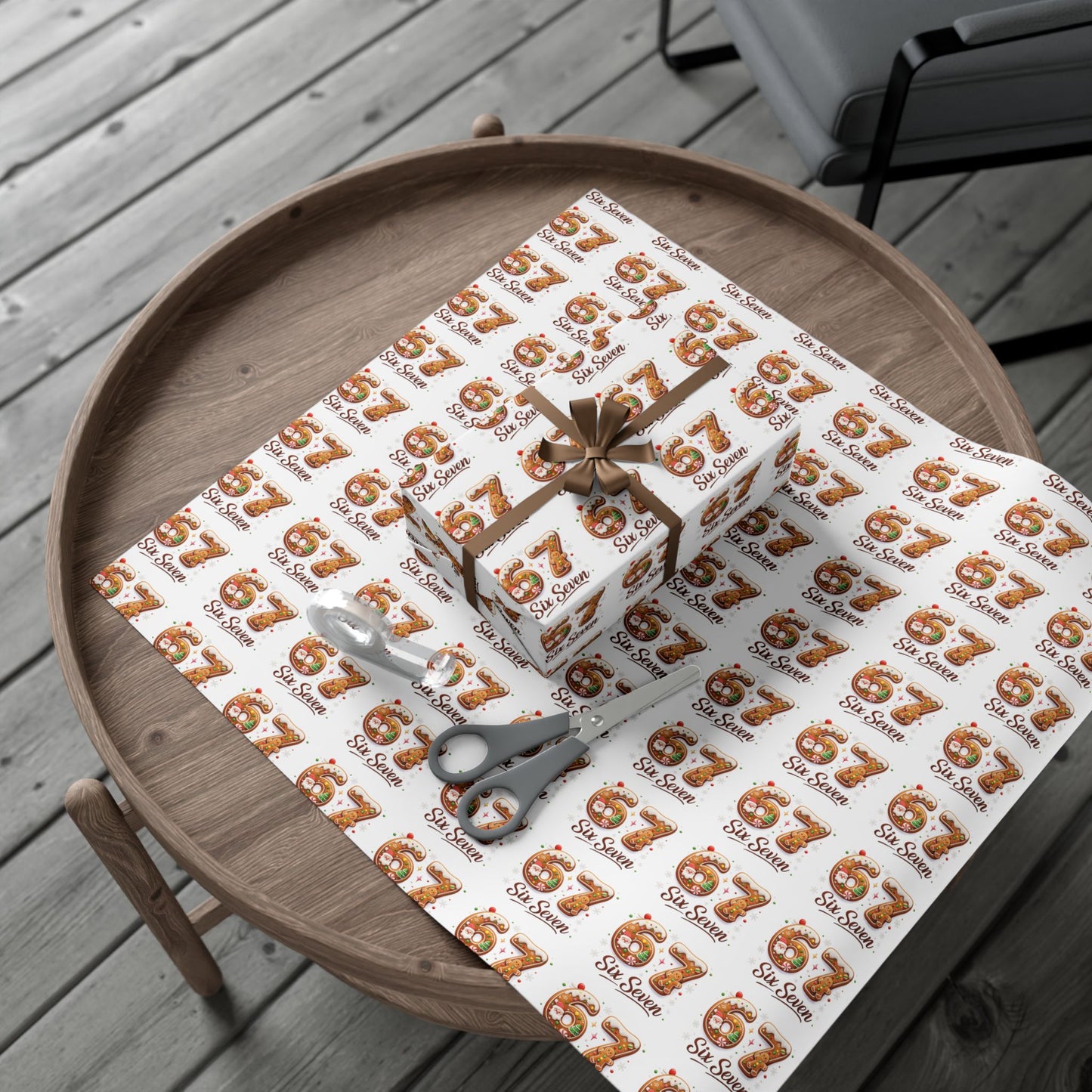 🍪 Six Seven Gingerbread Wrapping Paper – Sweet Holiday Trend Gift Wrap for Kids