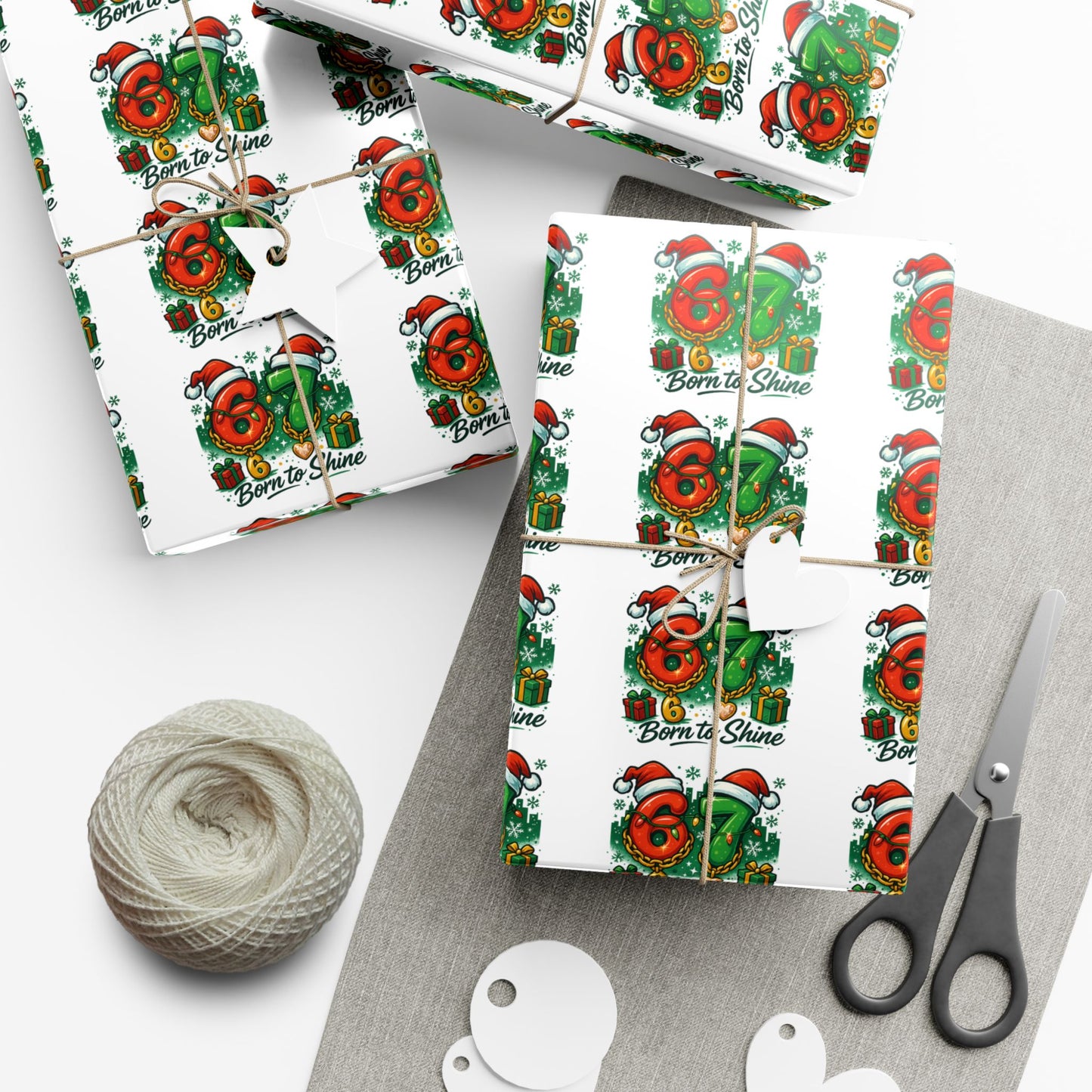 🎄 Six Seven “Born to Shine” Christmas Wrapping Paper – Viral Trend Holiday Gift Wrap for Kids