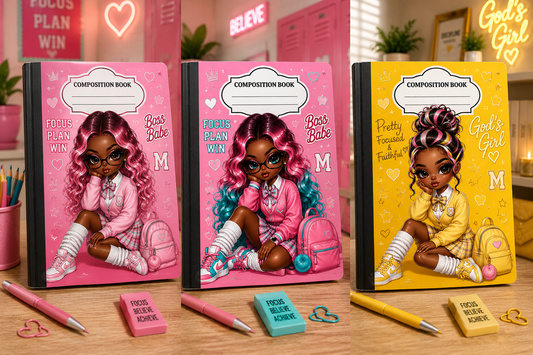 Composition Book Cover Bundle | 24 Editable Canva Templates + PNG Files | Back to School Notebook Design