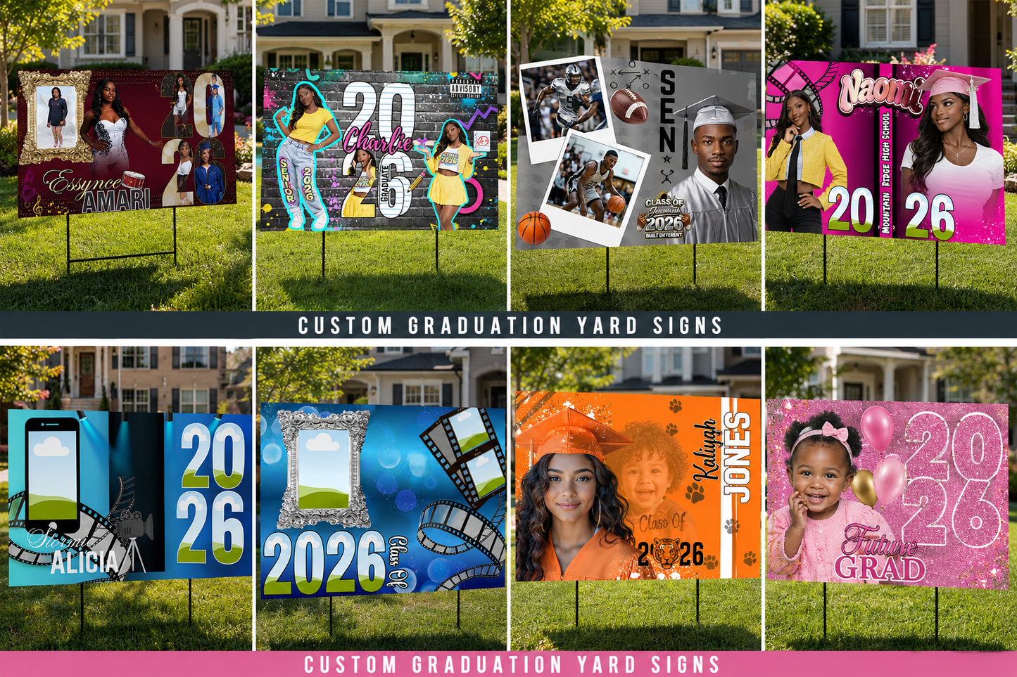 Custom Graduation Yard Signs 2026 | Personalized Senior Yard Sign Templates | Canva Editable Grad Signs