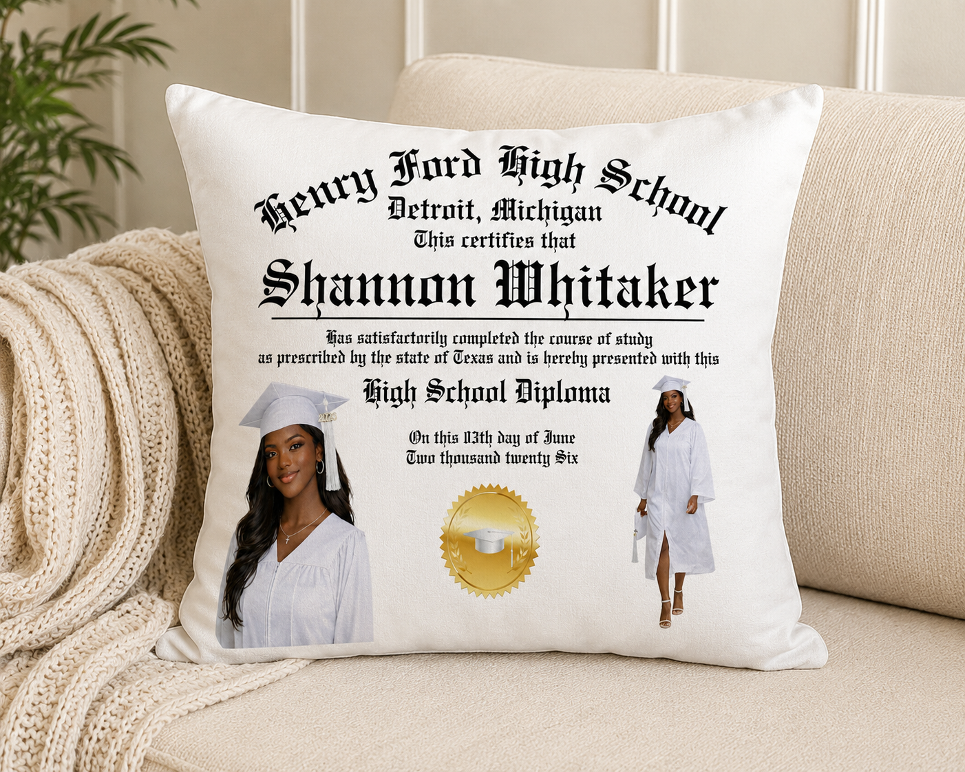 Graduation Diploma Canva Template | Sublimation Ready Senior Diploma Design | Class of 2026 Keepsake Template