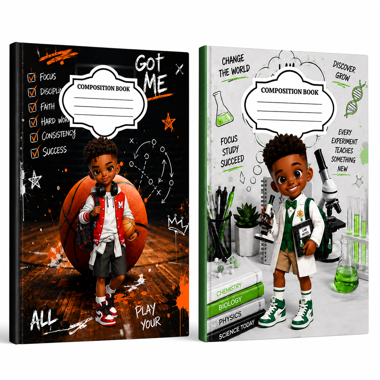 Composition Book Cover Bundle | 24 Editable Canva Templates + PNG Files | Back to School Notebook Design
