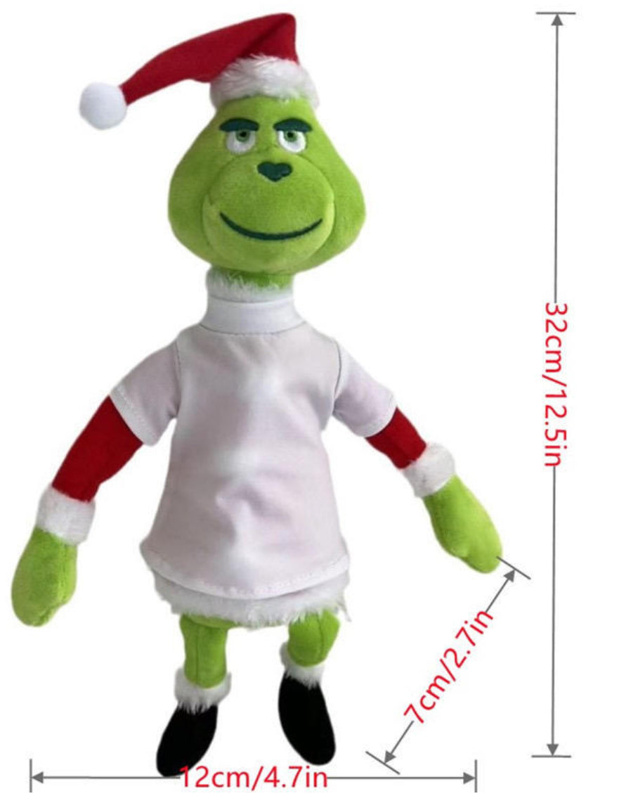 Sublimation Grinch Doll in Santa Suit