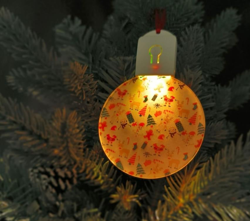 Multi-Color Light-Up Circle Acrylic Ornament