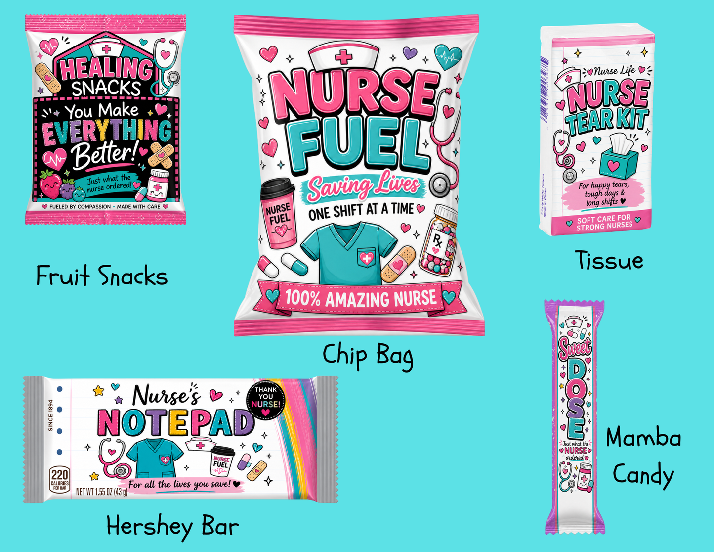Nurse Party Favor Bundle Canva Templates | 3 Nurse Paper Purse Templates + 5 Matching Party Favor Designs | Editable Nurse Appreciation Gift Set