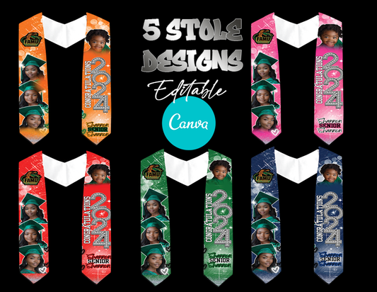 24 Graduation Stole Editable Canva designs